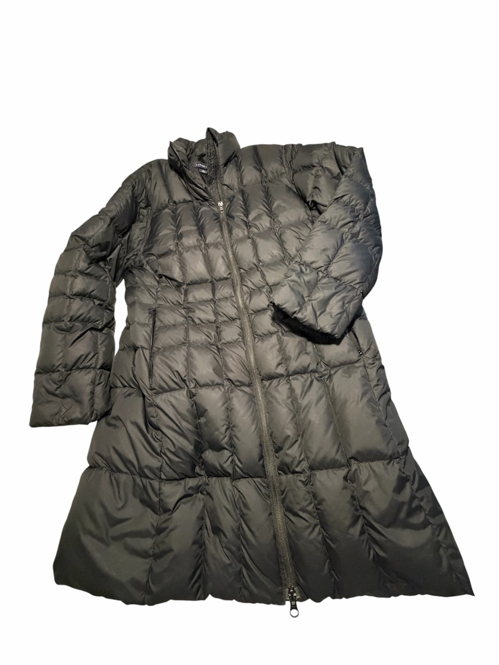 Lands End Goosedown Long Black Quilted Puffer Coat Womens Sz Med - Picture 5 of 14